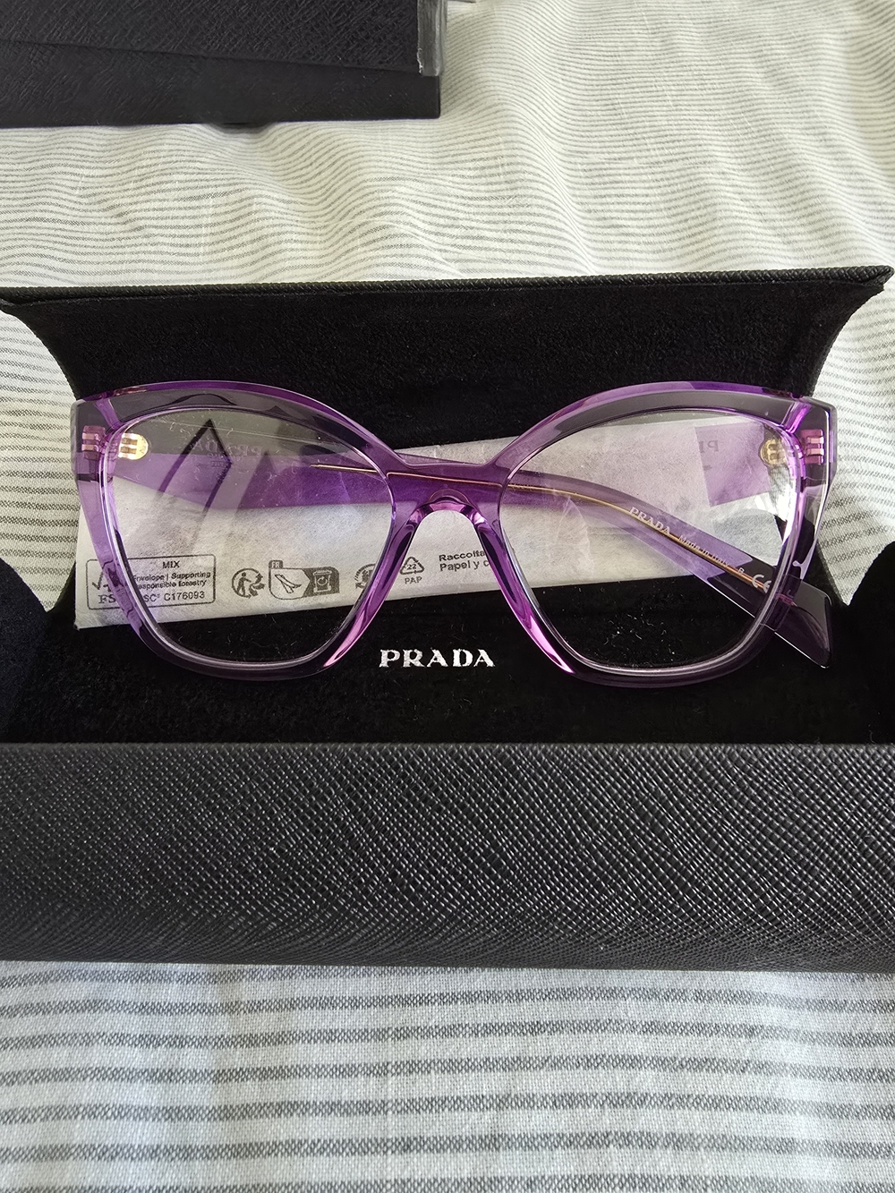 NWT PRADA Translucent Purple Cat-Eye Optical Frames for Women (PR20ZV)